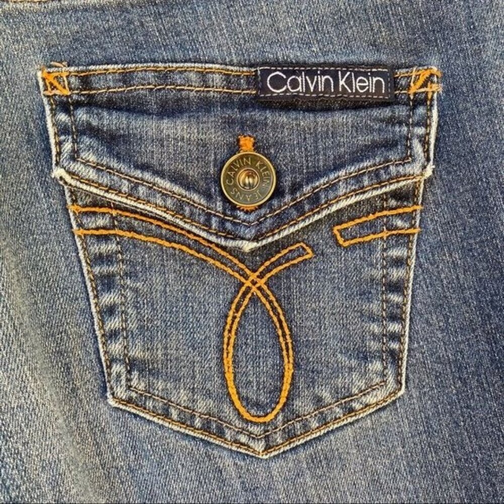 Calvin Klein Jeans Lean Boot Button Pockets Blue Jeans Size 27/4 - Picture 11 of 12